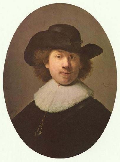 REMBRANDT Harmenszoon van Rijn Self-portrait with wide-awake hat Germany oil painting art